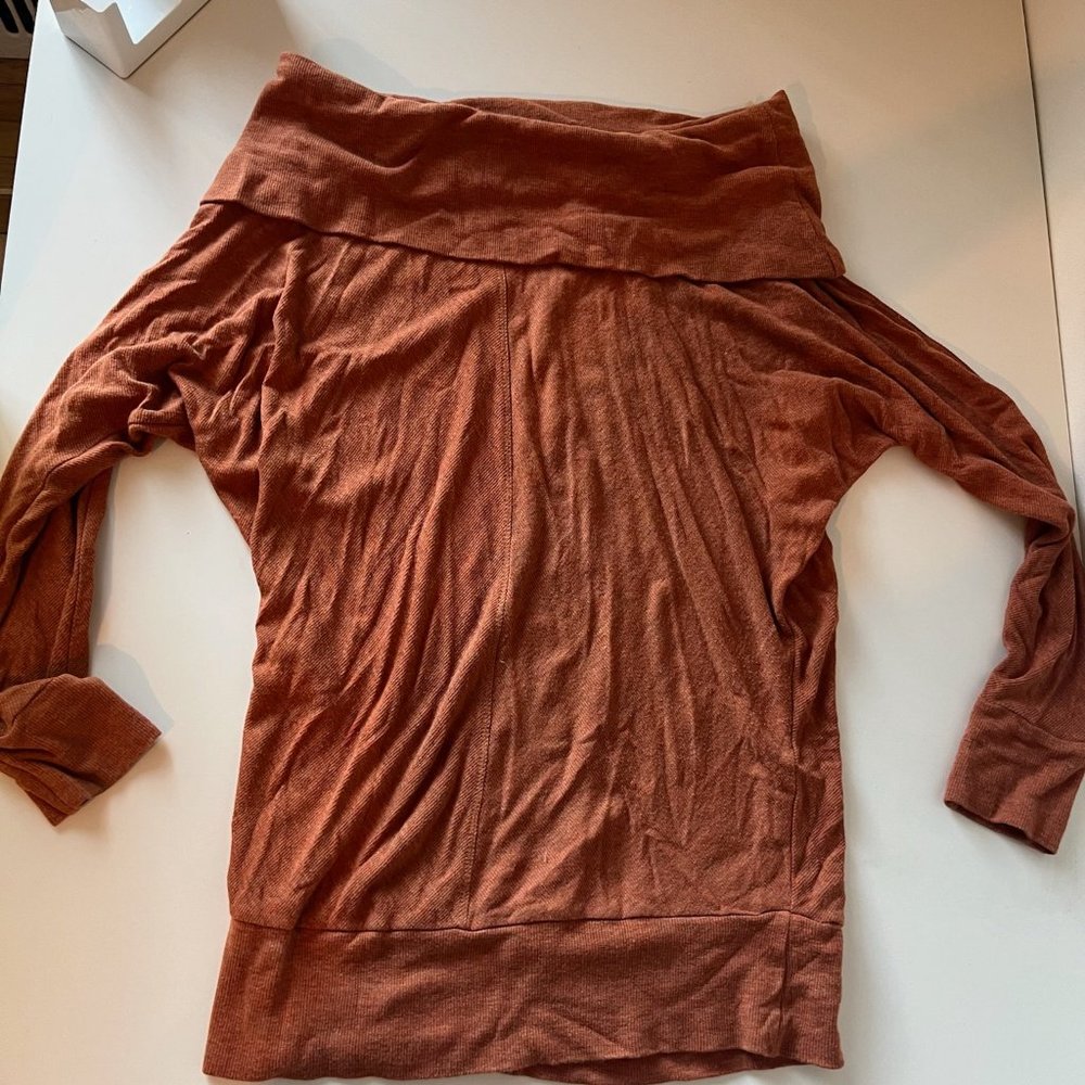 Burnt Orange Off-The-Shoulder Sweater